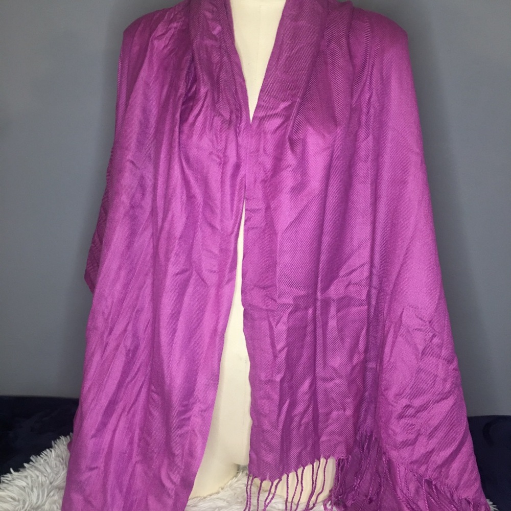 Purple Pashmina Fringed Rectangle Scarf